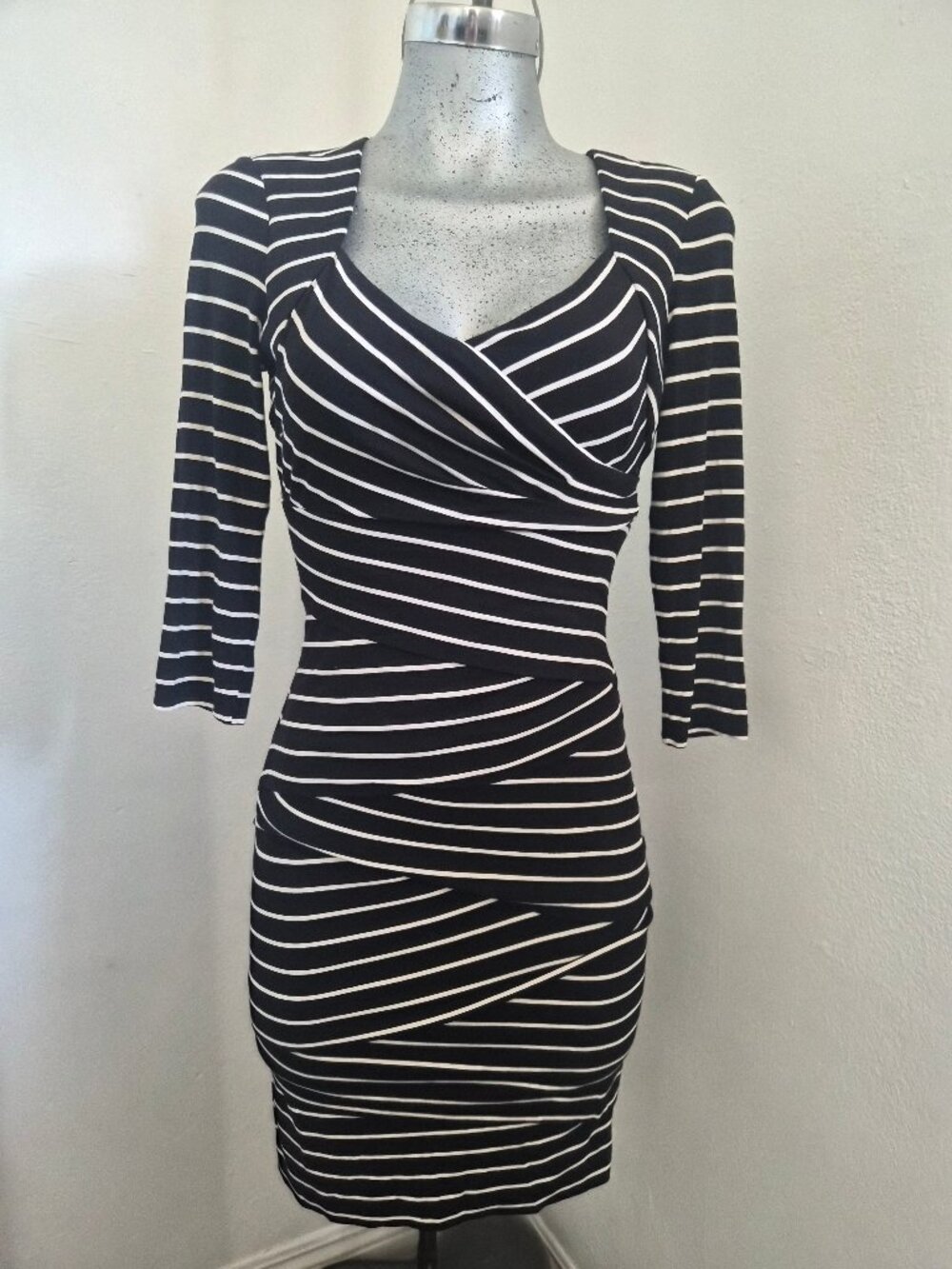 White House Black Market Striped Bandage Bodycon Dress size 6